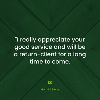Client Testimonial From Morne Alberts