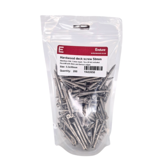 Picture of Endura Stainless 304/A2 deck screws for Hardwood (7.5mm head)