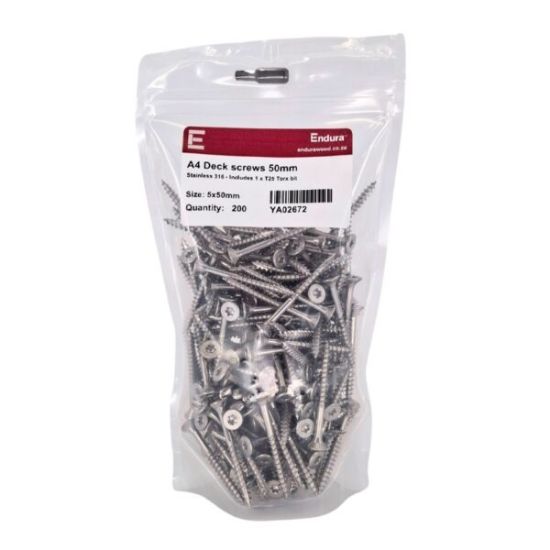 Picture of Endura Marine grade Stainless 316/A4 Deck screw for Pine and Hardwood